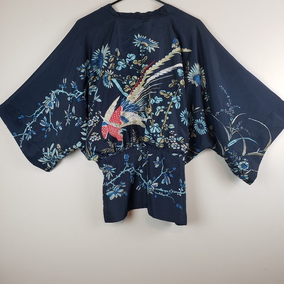 Handmade Jackets & Blazers - *Host Pick!* Handmade satin kimono navy free size